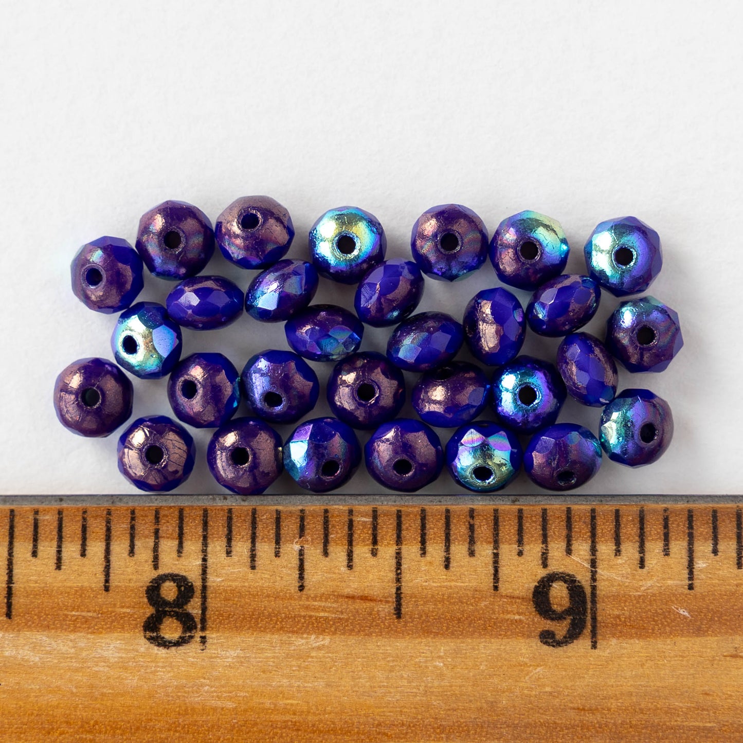 3x5mm Faceted Glass Rondelle Beads - Cobalt Blue AB - 30 Beads