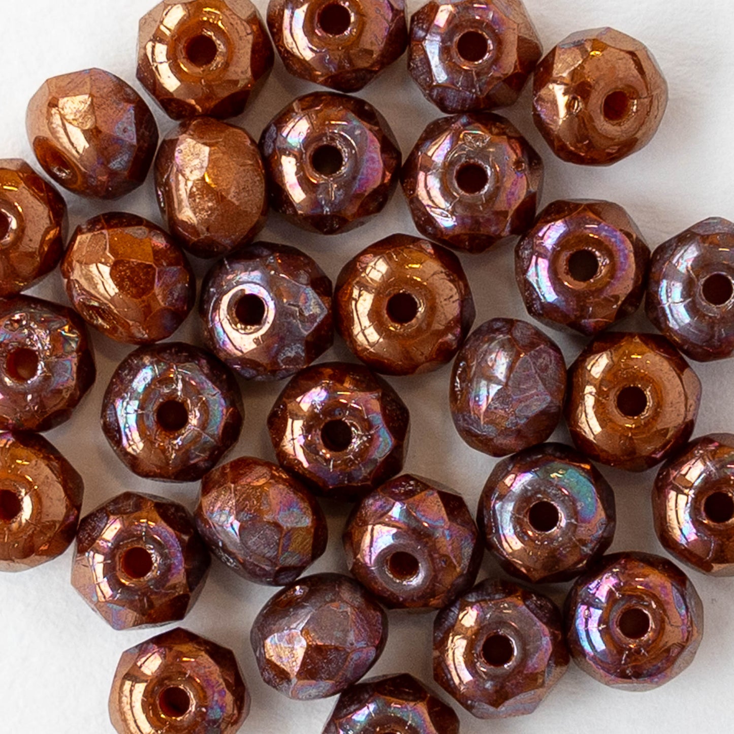 3x5mm Faceted Glass Rondelle Beads - Copper AB - 30 Beads