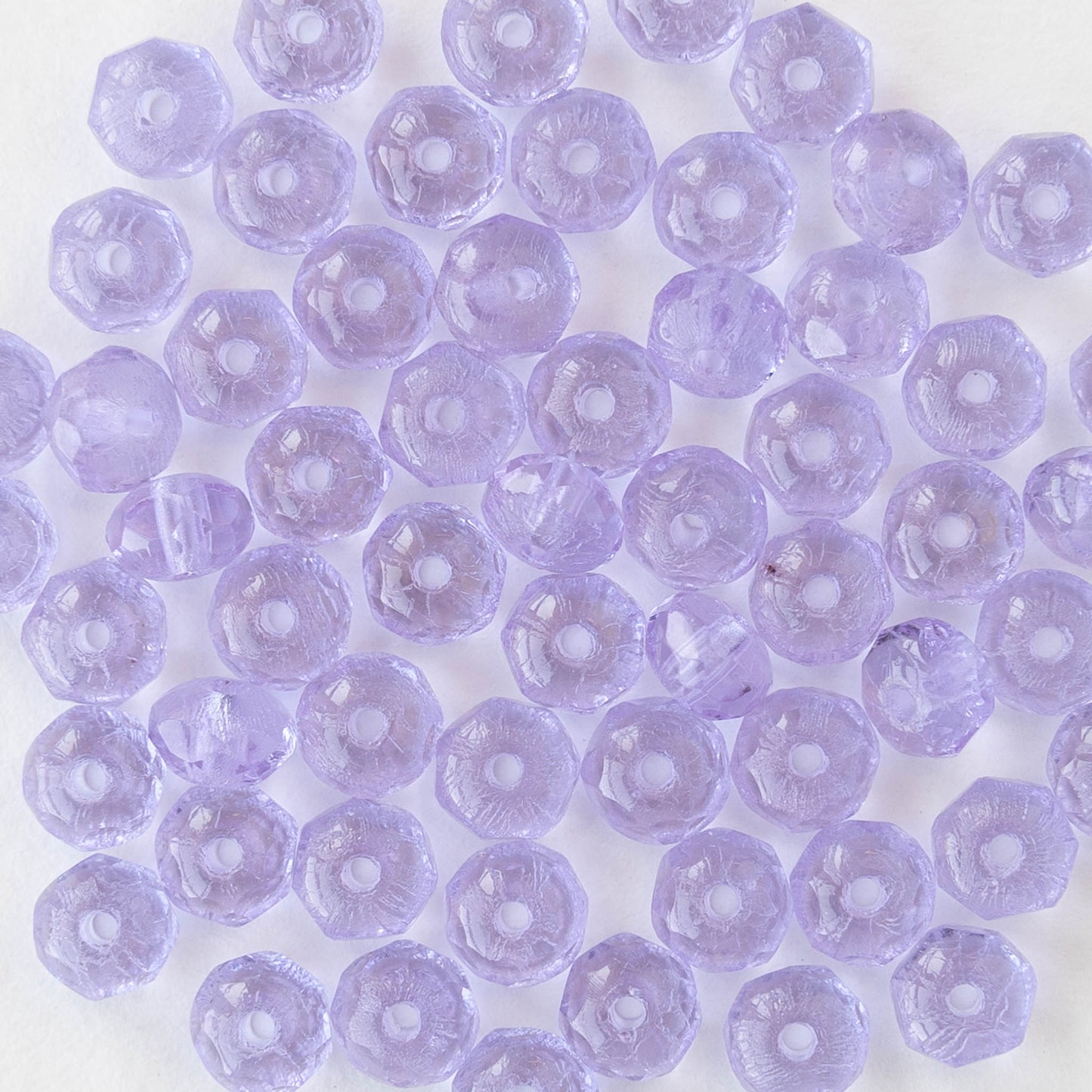 3x5mm Faceted Glass Rondelle Beads - Lavender - 30 Beads