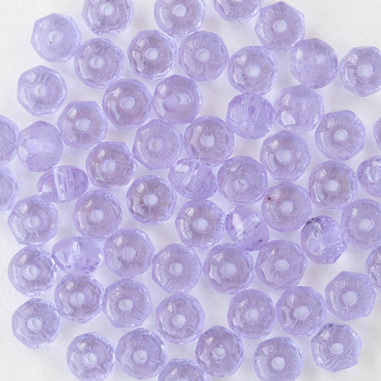 3x5mm Faceted Glass Rondelle Beads - Lavender - 30 Beads