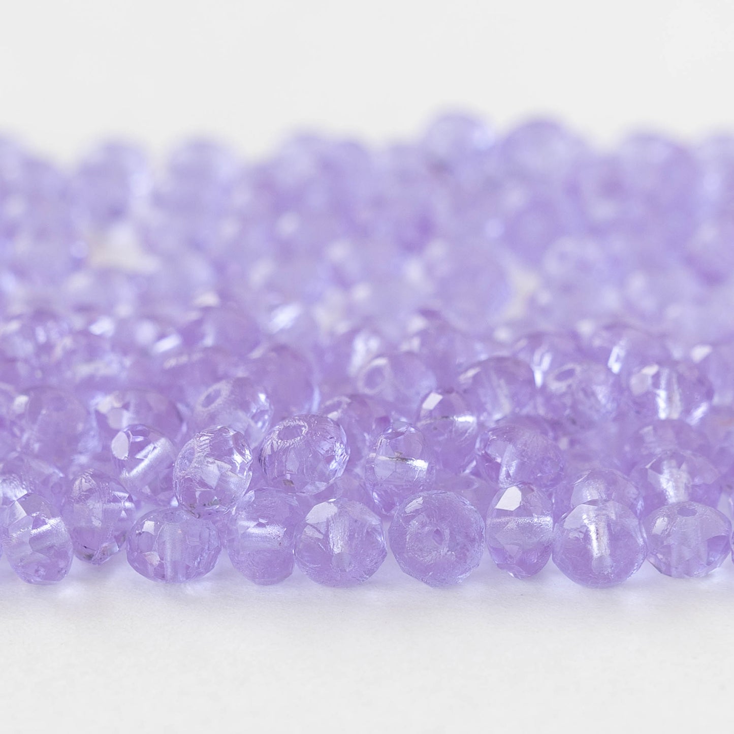 3x5mm Faceted Glass Rondelle Beads - Lavender - 30 Beads