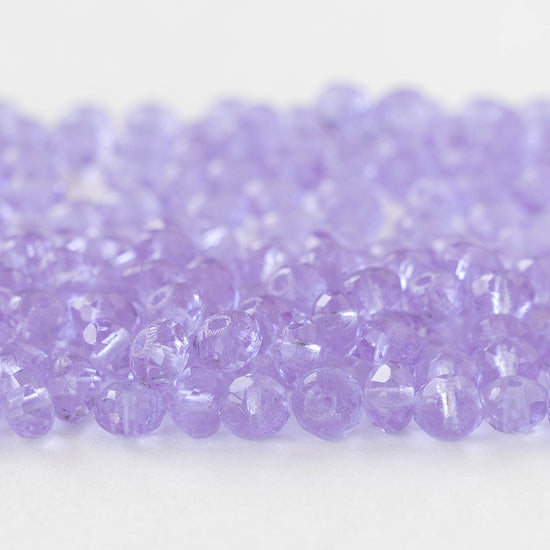 3x5mm Faceted Glass Rondelle Beads - Lavender - 30 Beads