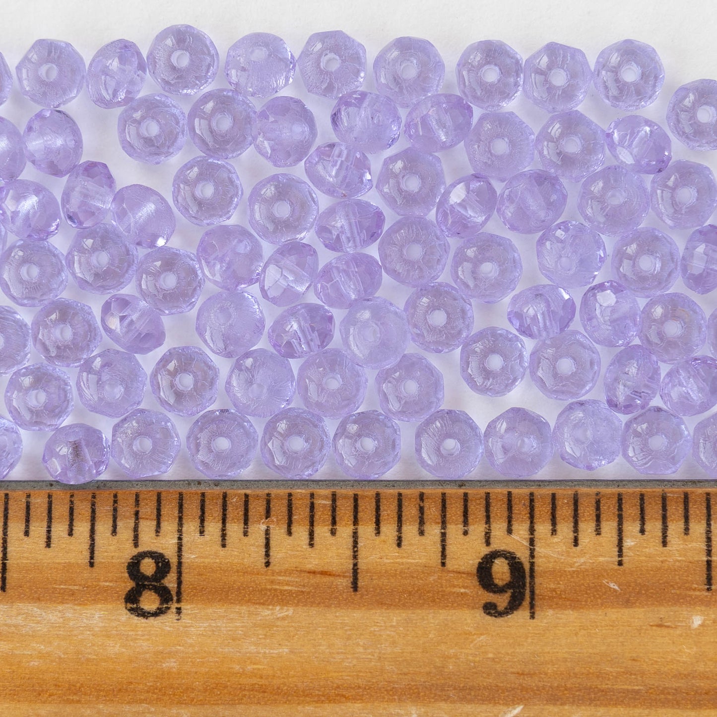 3x5mm Faceted Glass Rondelle Beads - Lavender - 30 Beads