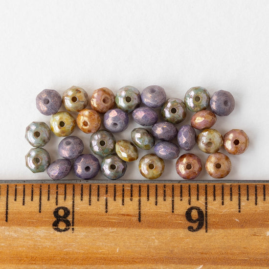3x5mm Rondelle Beads - Picasso Bead Mix - 30 Beads