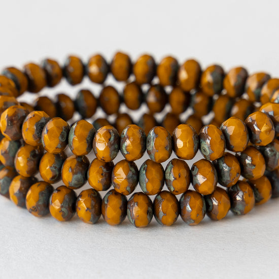 3x5mm Rondelle Beads - Ochre with Picasso Edges - 30 Beads