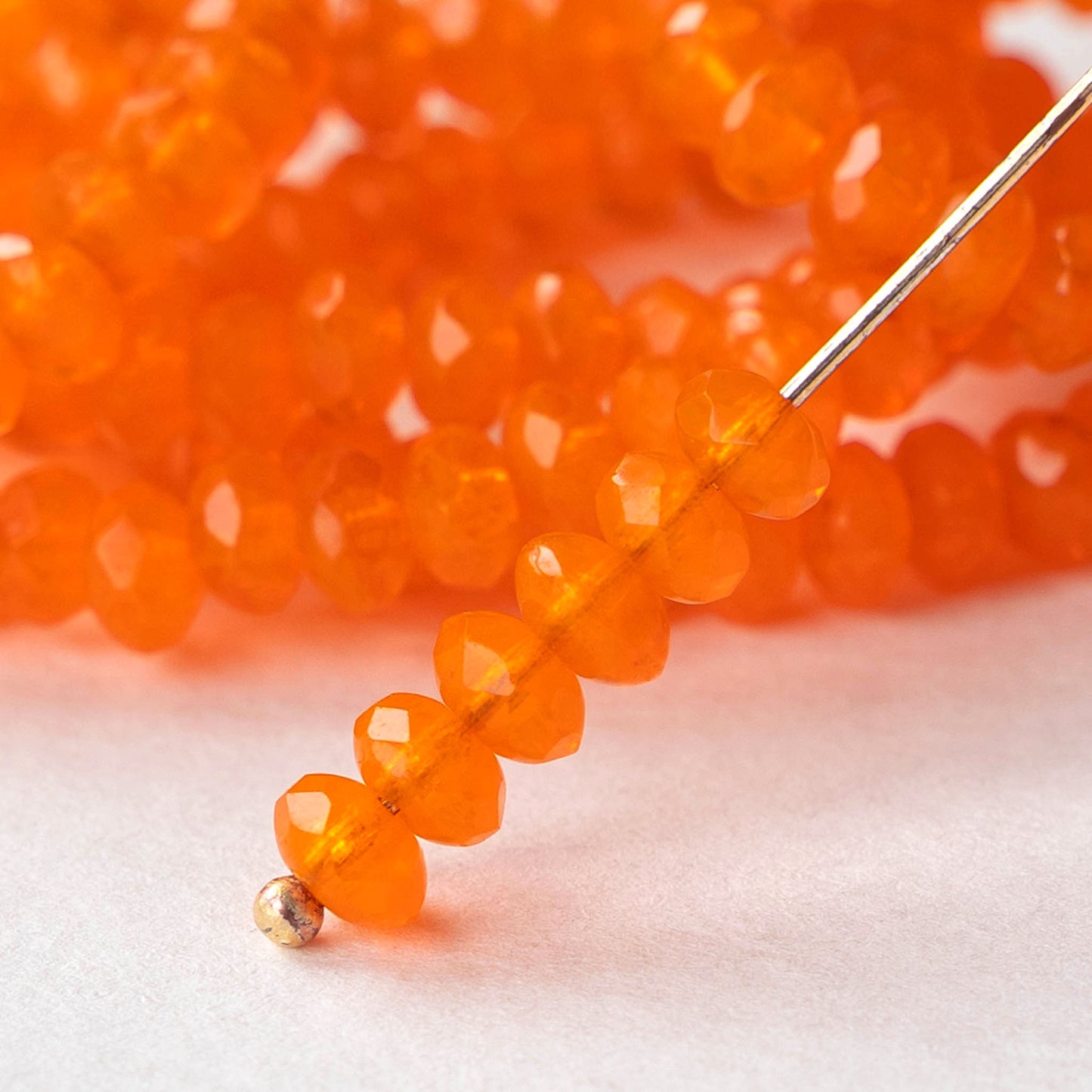 3x5mm Rondelle Beads - Orange Opaline - 30 Beads