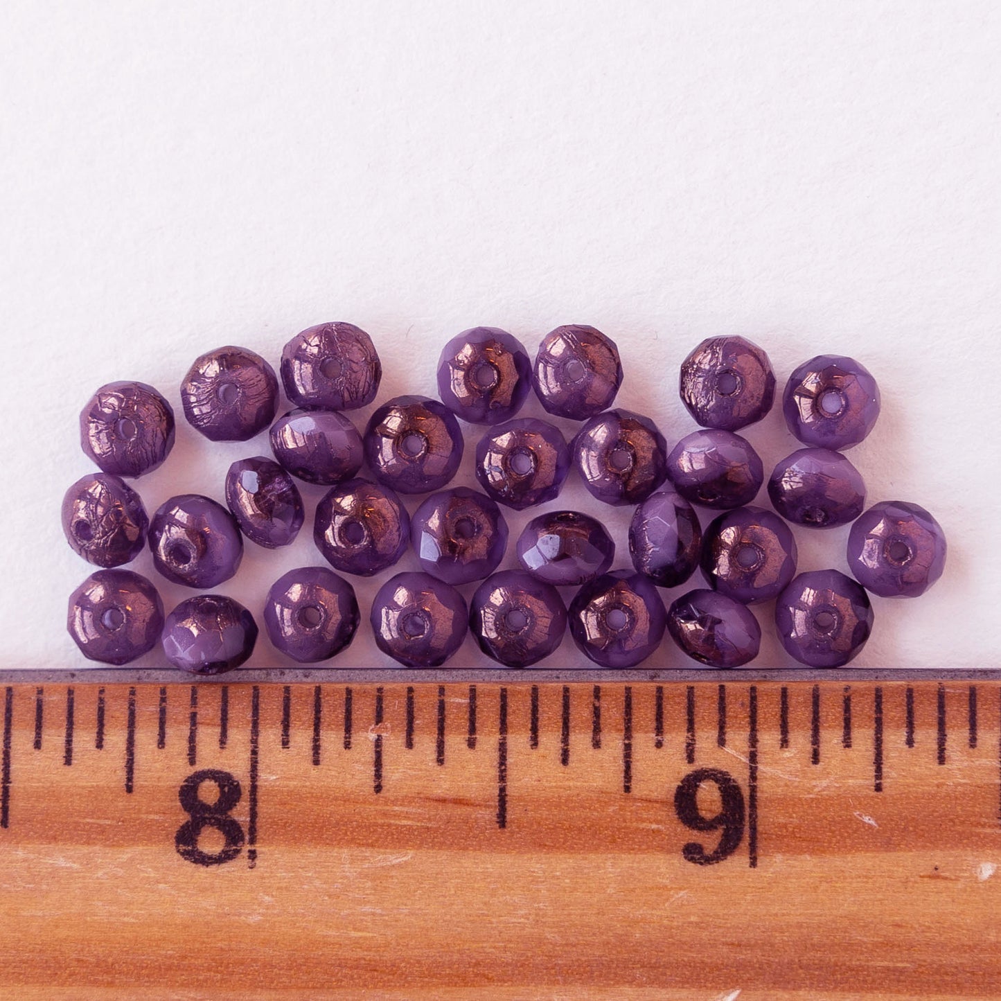 5mm Faceted Glass Rondelle Beads - Purple with Bronze - 30 beads