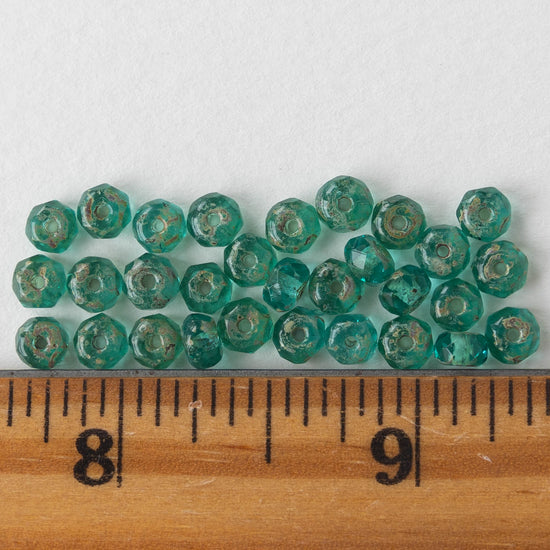 3x5mm Rondelle Beads - Seafoam Picassso - 30 beads