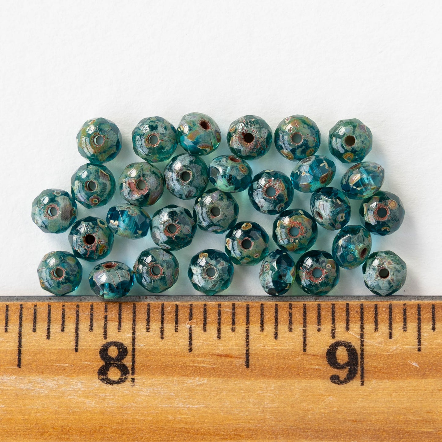 3x5mm Rondelle Beads - Teal Blue Picasso - 30 beads
