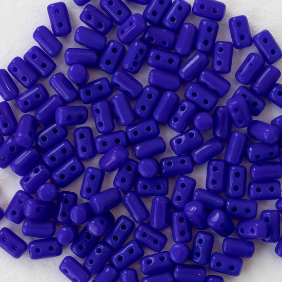 3x5mm Glass Rulla Beads - Opaque Cobalt Blue - 10 grams