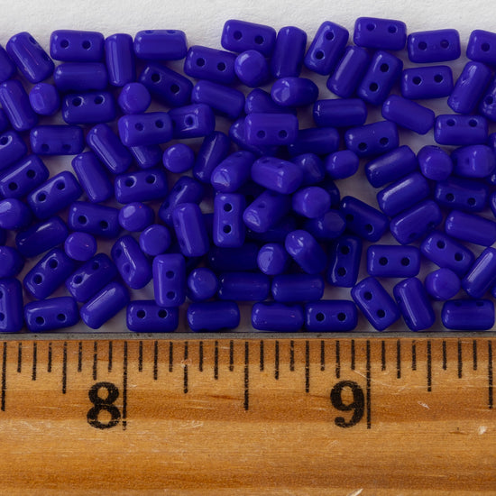 3x5mm Glass Rulla Beads - Opaque Cobalt Blue - 10 grams