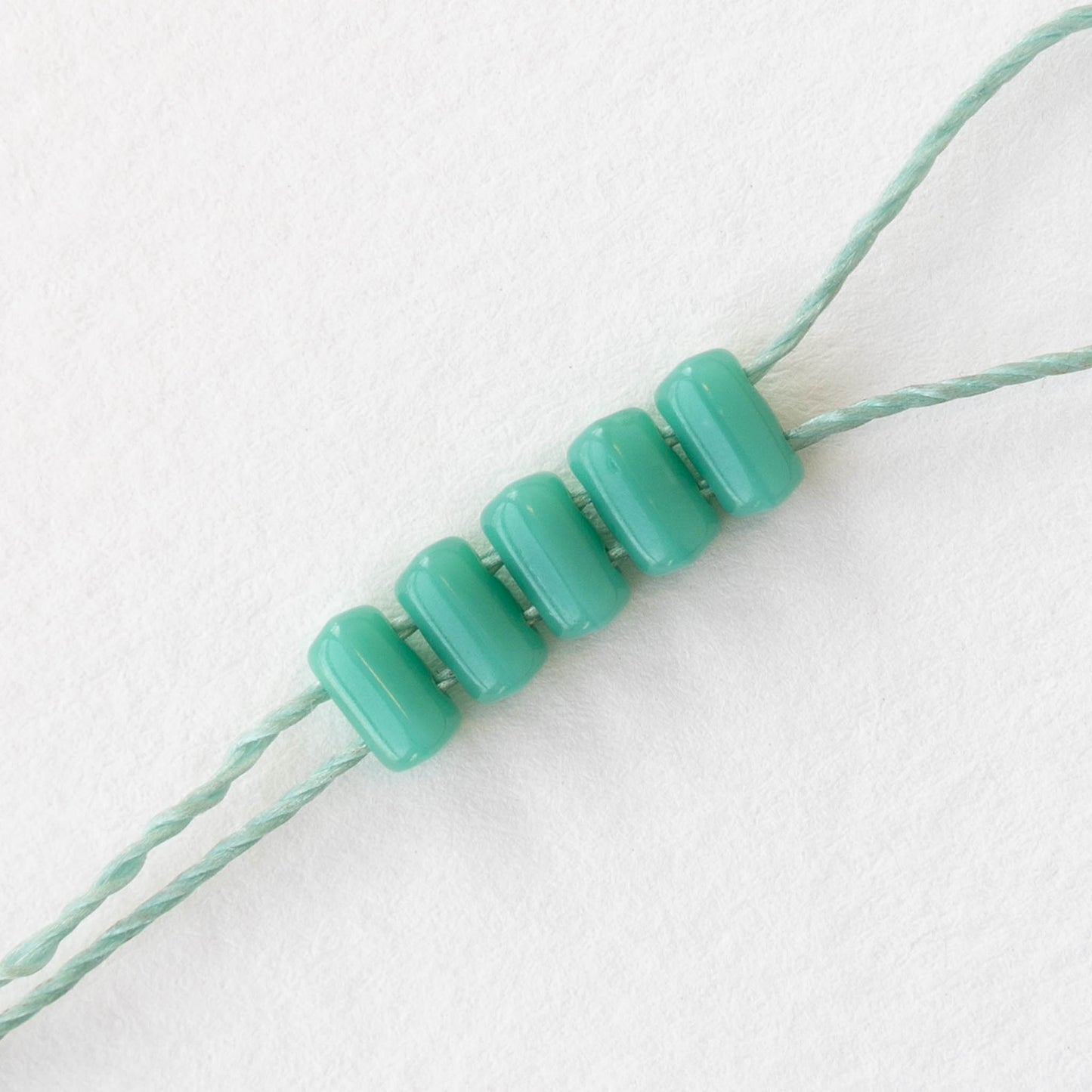 3x5mm Glass Rulla Beads - Opaque Seafoam - 10 grams