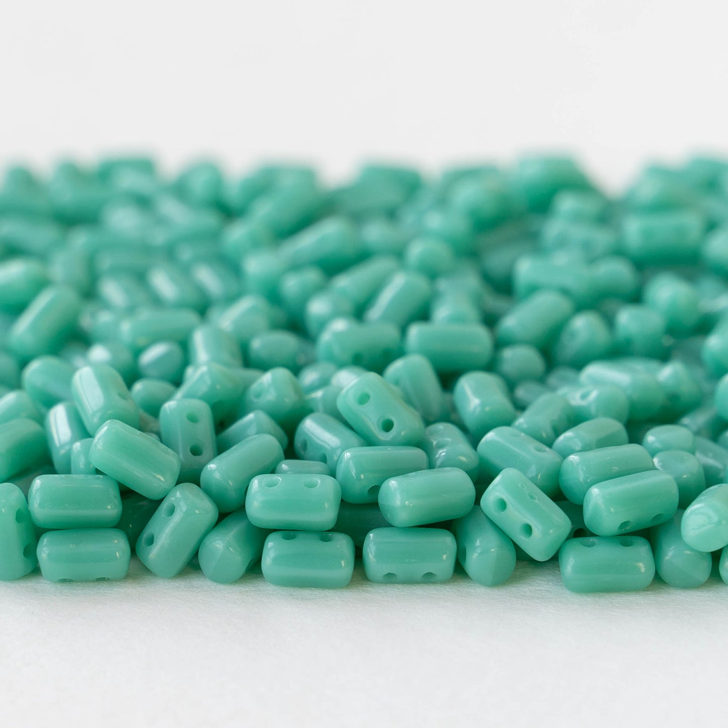 3x5mm Glass Rulla Beads - Opaque Seafoam - 10 grams