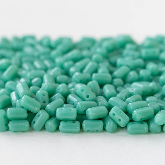 3x5mm Glass Rulla Beads - Opaque Seafoam - 10 grams