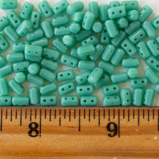 3x5mm Glass Rulla Beads - Opaque Seafoam - 10 grams