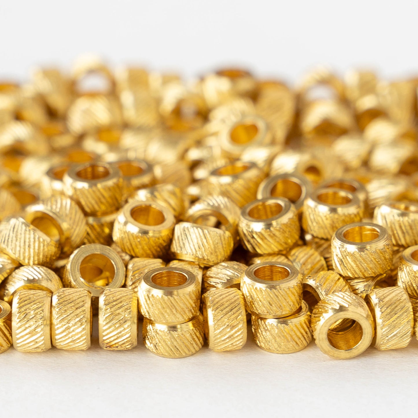 Tube Beads - Gold Plated Brass - 3x5mm - 25