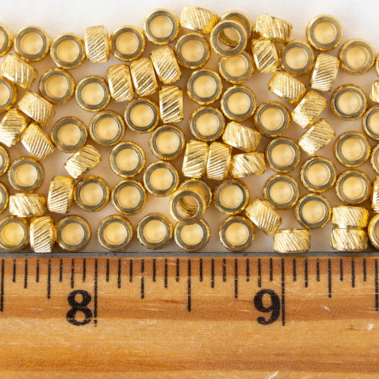 Tube Beads - Gold Plated Brass - 3x5mm - 25