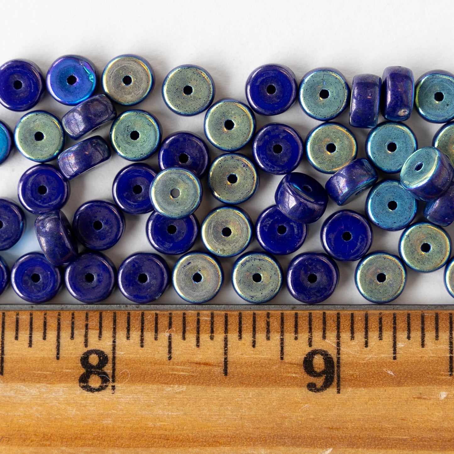 3x6mm Glass Heishi Beads - Opaque Cobalt Blue AB - 25 beads