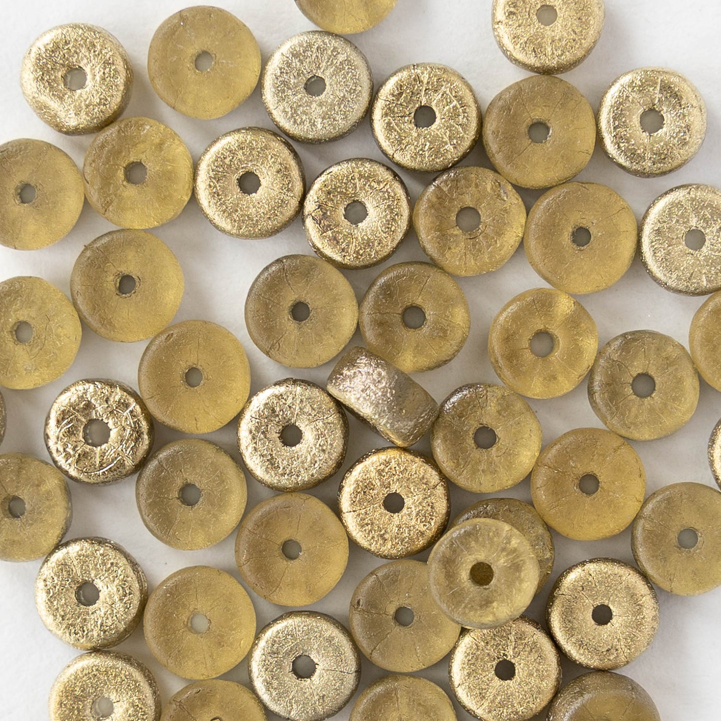 3x6mm Glass Heishi Beads - Etched Crystal Gold - 25 beads