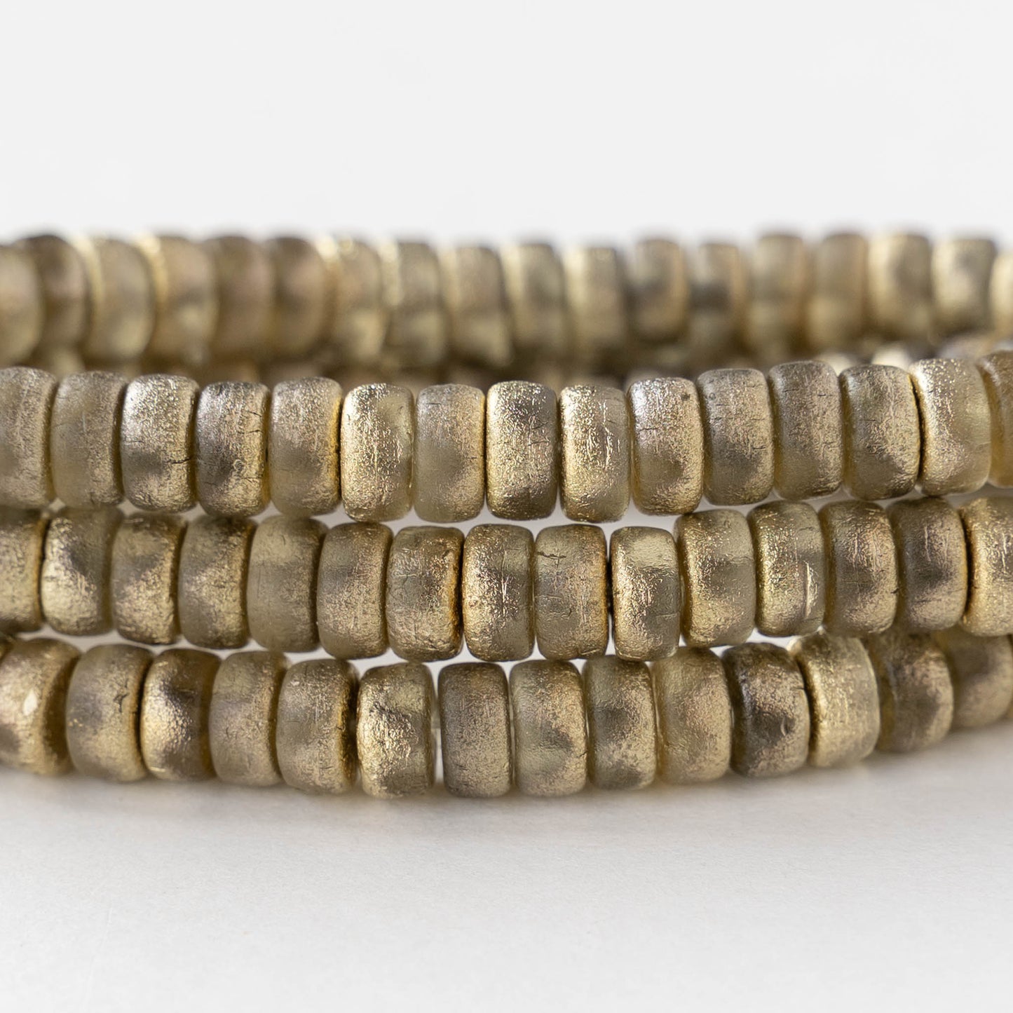 3x6mm Glass Heishi Beads - Etched Crystal Gold - 25 beads