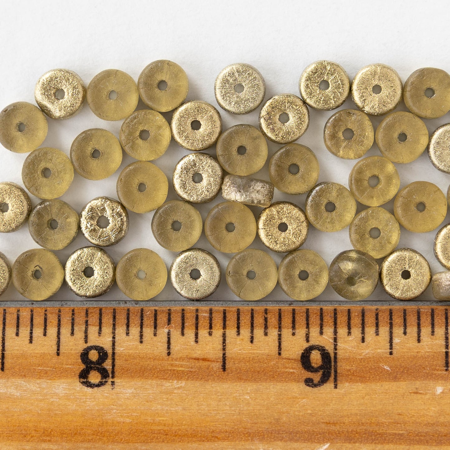 3x6mm Glass Heishi Beads - Etched Crystal Gold - 25 beads