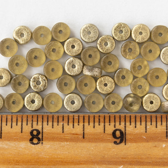 3x6mm Glass Heishi Beads - Etched Crystal Gold - 25 beads