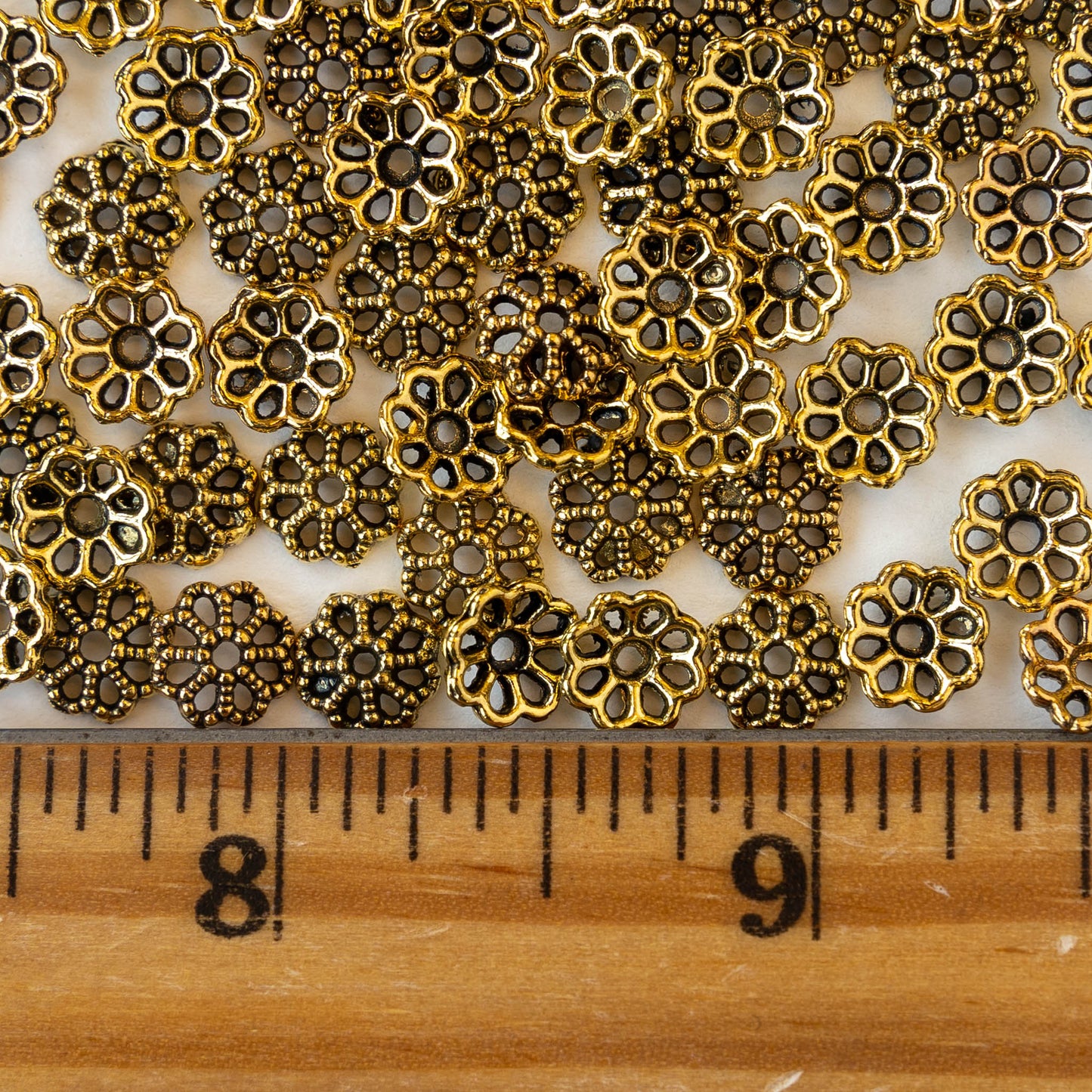 8mm Metal Flower Bead Caps - 30 Pieces
