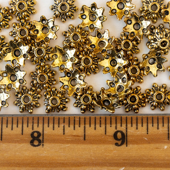 9mm Metal Flower Bead Caps - 30 Pieces
