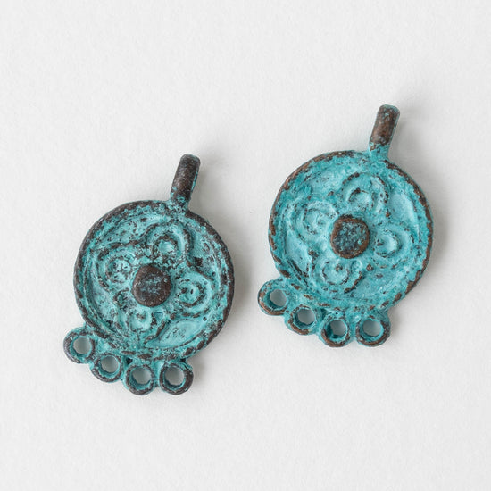 23mm Mykonos Metal 4 Hole Connector - Green Patina