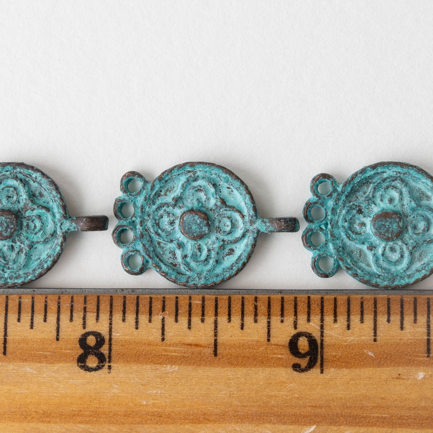 23mm Mykonos Metal 4 Hole Connector - Green Patina