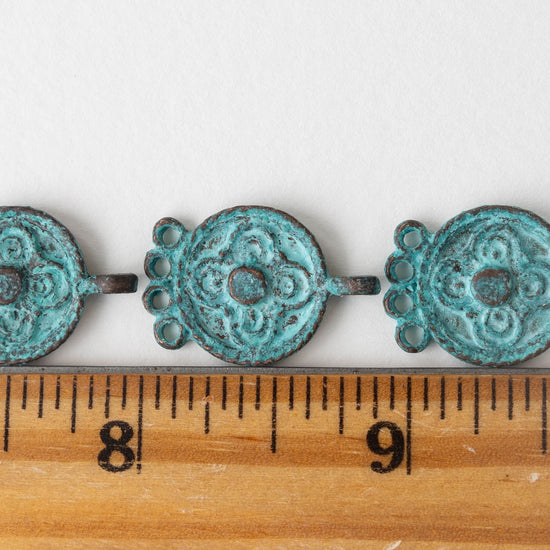 23mm Mykonos Metal 4 Hole Connector - Green Patina