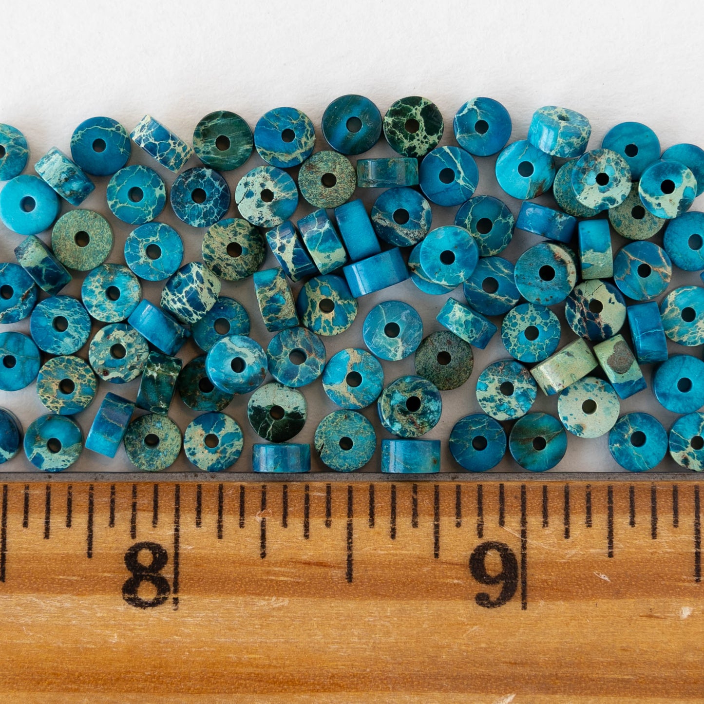 2x4mm Impression Jasper Wheel Beads - Blue - 40 Beads