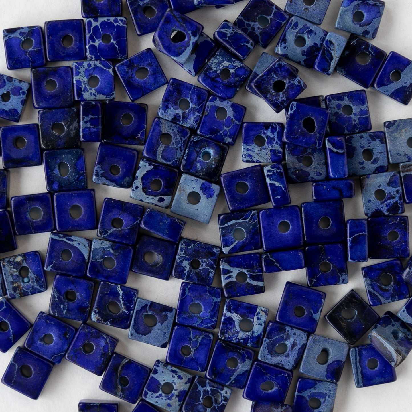 4.5mm Impression Jasper Square Heishi Beads - Cobalt Blue - 85 Beads