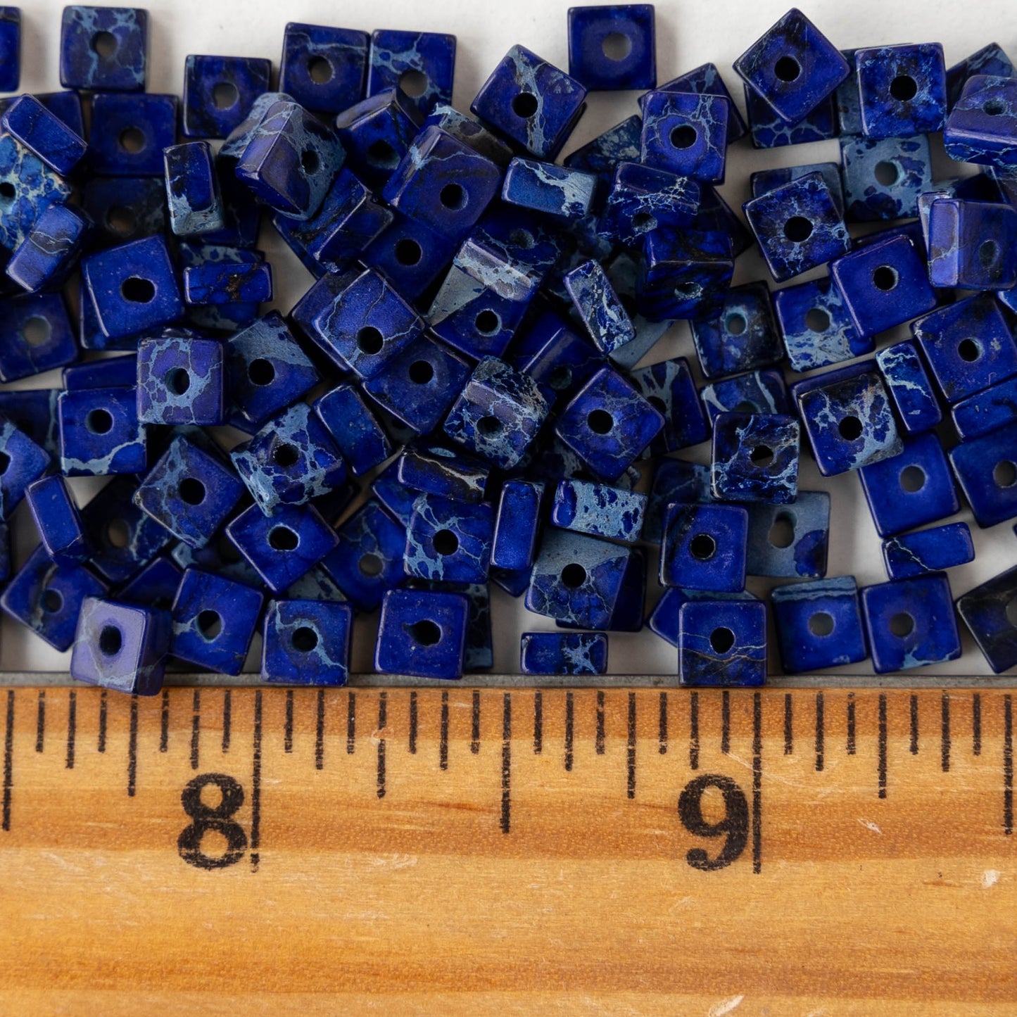 4.5mm Impression Jasper Square Heishi Beads - Cobalt Blue - 85 Beads