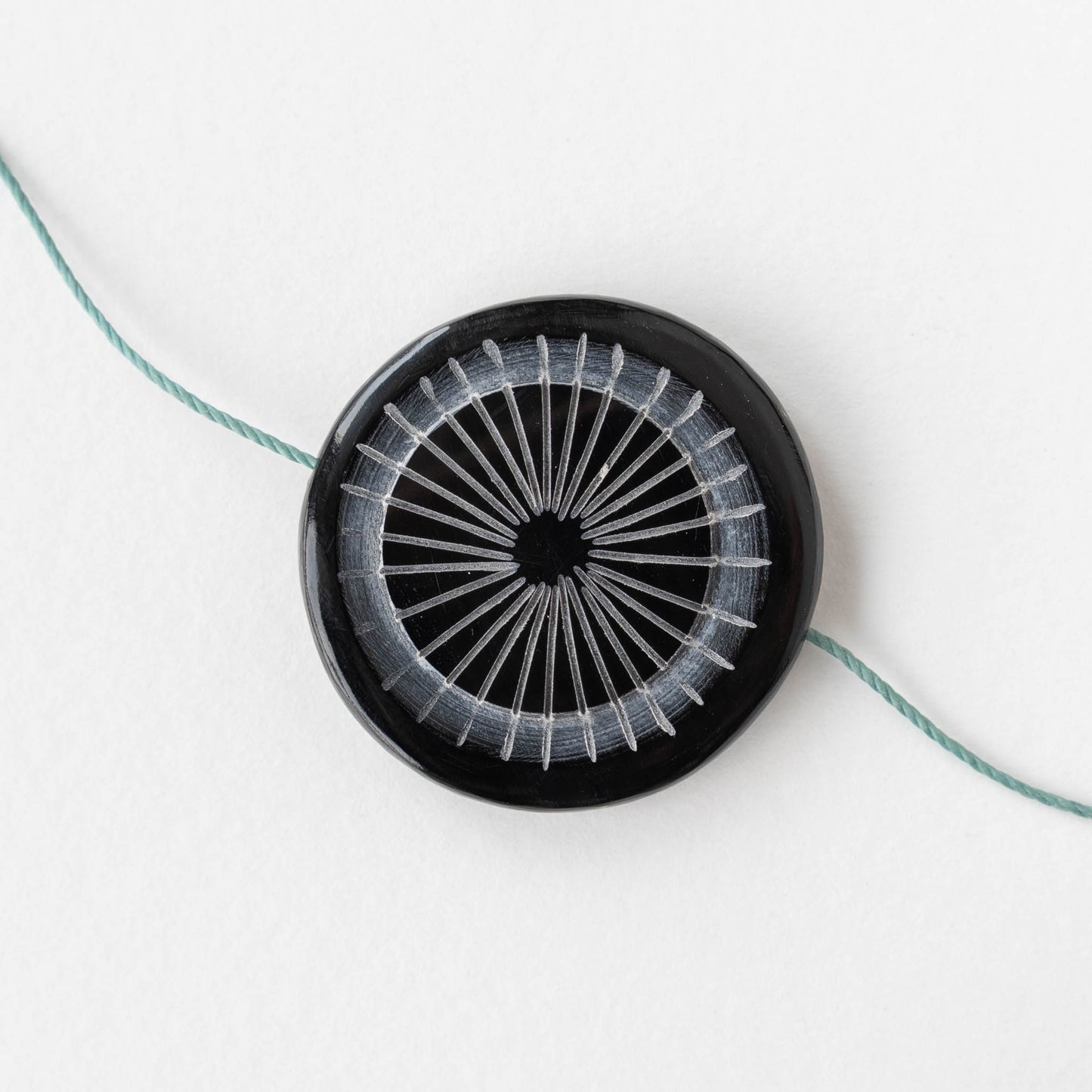 40mm Buffalo Horn Coin Bead - Black - 1 beads