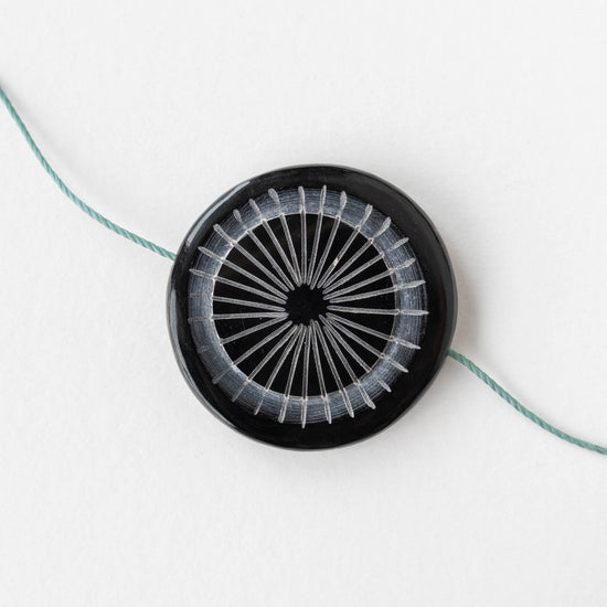 40mm Buffalo Horn Coin Bead - Black - 1 beads