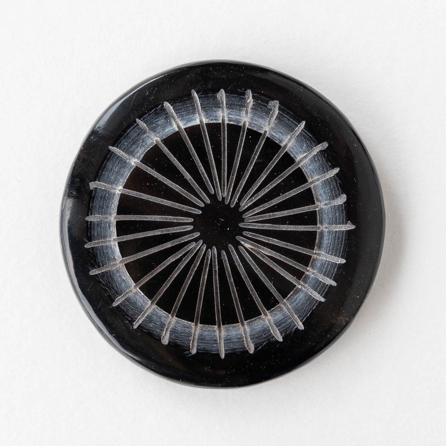 40mm Buffalo Horn Coin Bead - Black - 1 beads