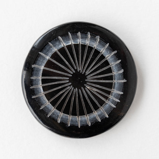 40mm Buffalo Horn Coin Bead - Black - 1 beads