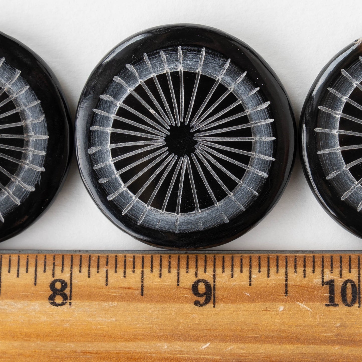 40mm Buffalo Horn Coin Bead - Black - 1 beads