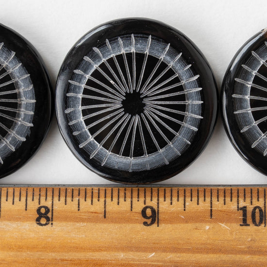 40mm Buffalo Horn Coin Bead - Black - 1 beads