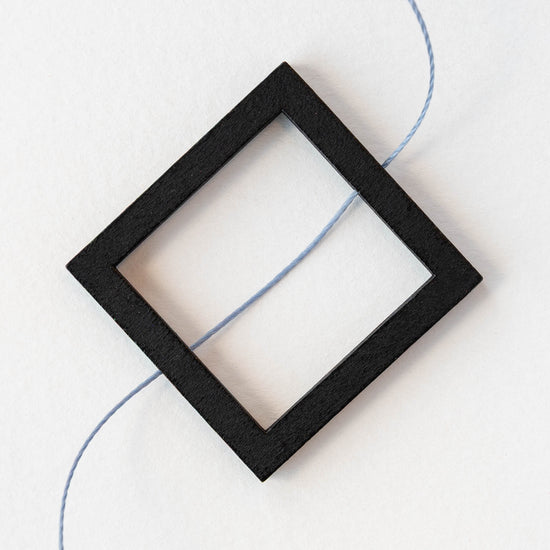 40mm Wooden Square Beads - Black - 4 squares