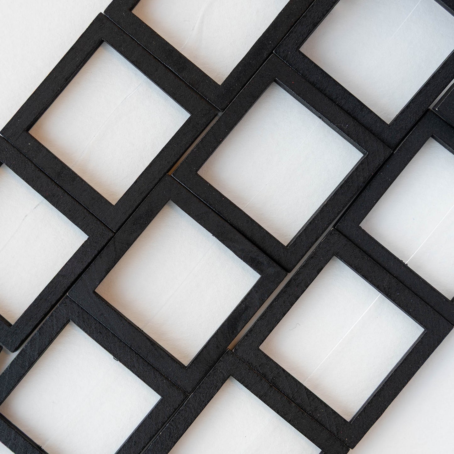 40mm Wooden Square Beads - Black - 4 squares