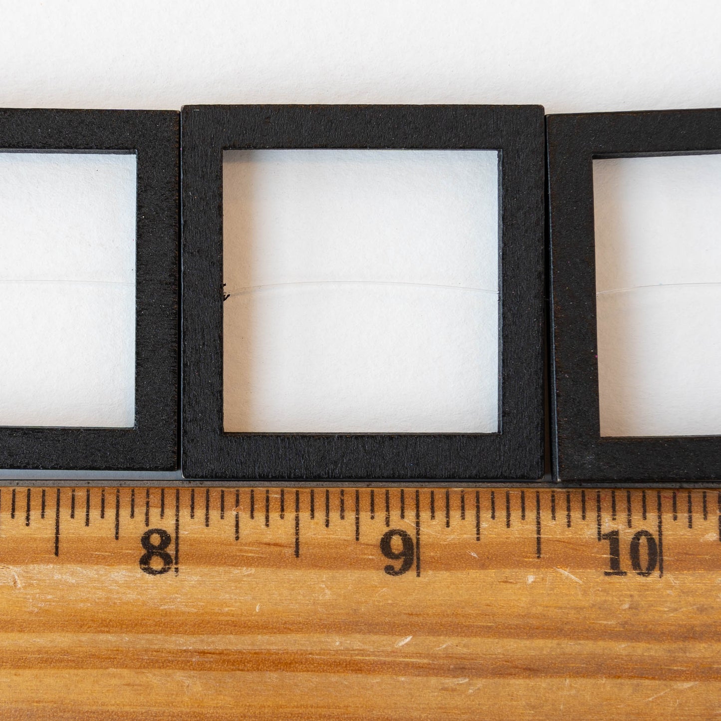 40mm Wooden Square Beads - Black - 4 squares