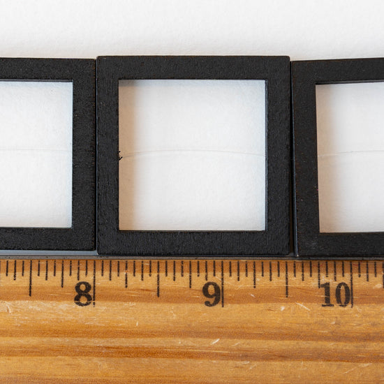 40mm Wooden Square Beads - Black - 4 squares
