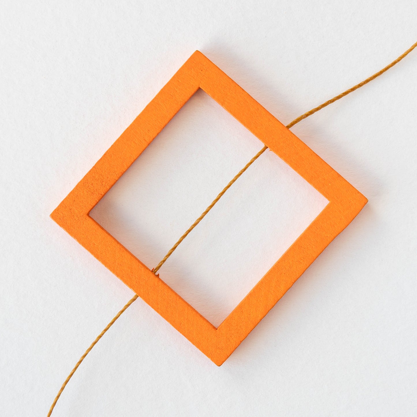 40mm Wooden Square Beads - Orange - 4 squares