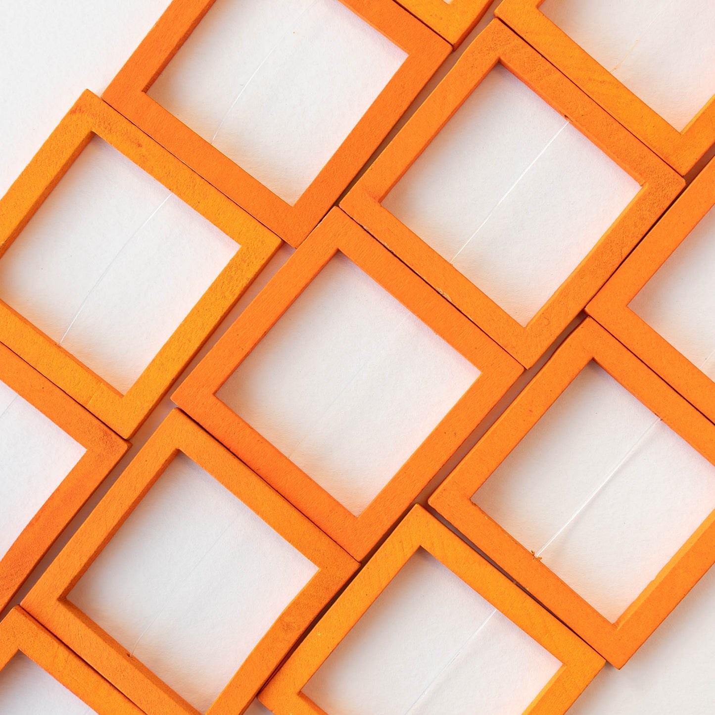 40mm Wooden Square Beads - Orange - 4 squares