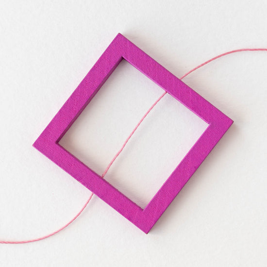 40mm Wooden Square Beads - Pink - 4 squares