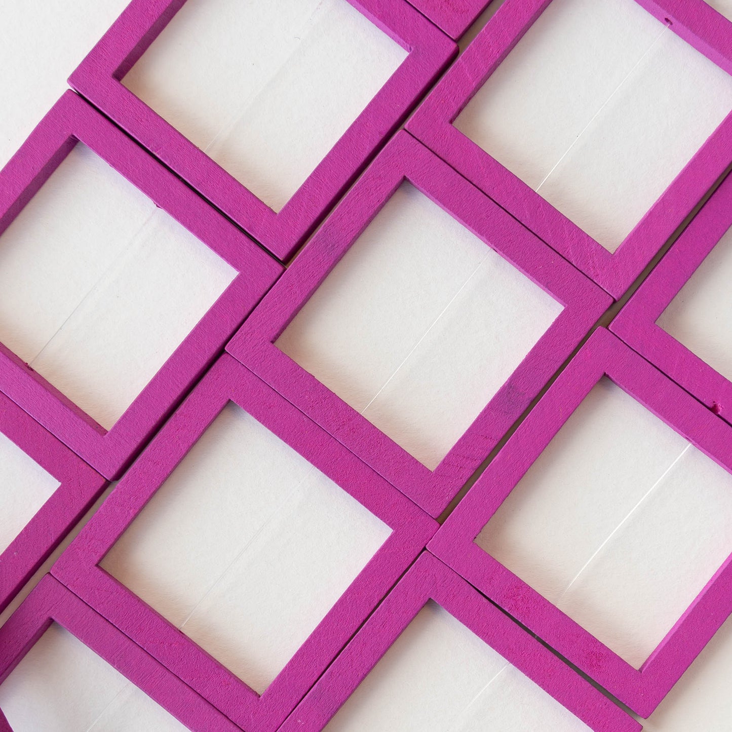 40mm Wooden Square Beads - Pink - 4 squares