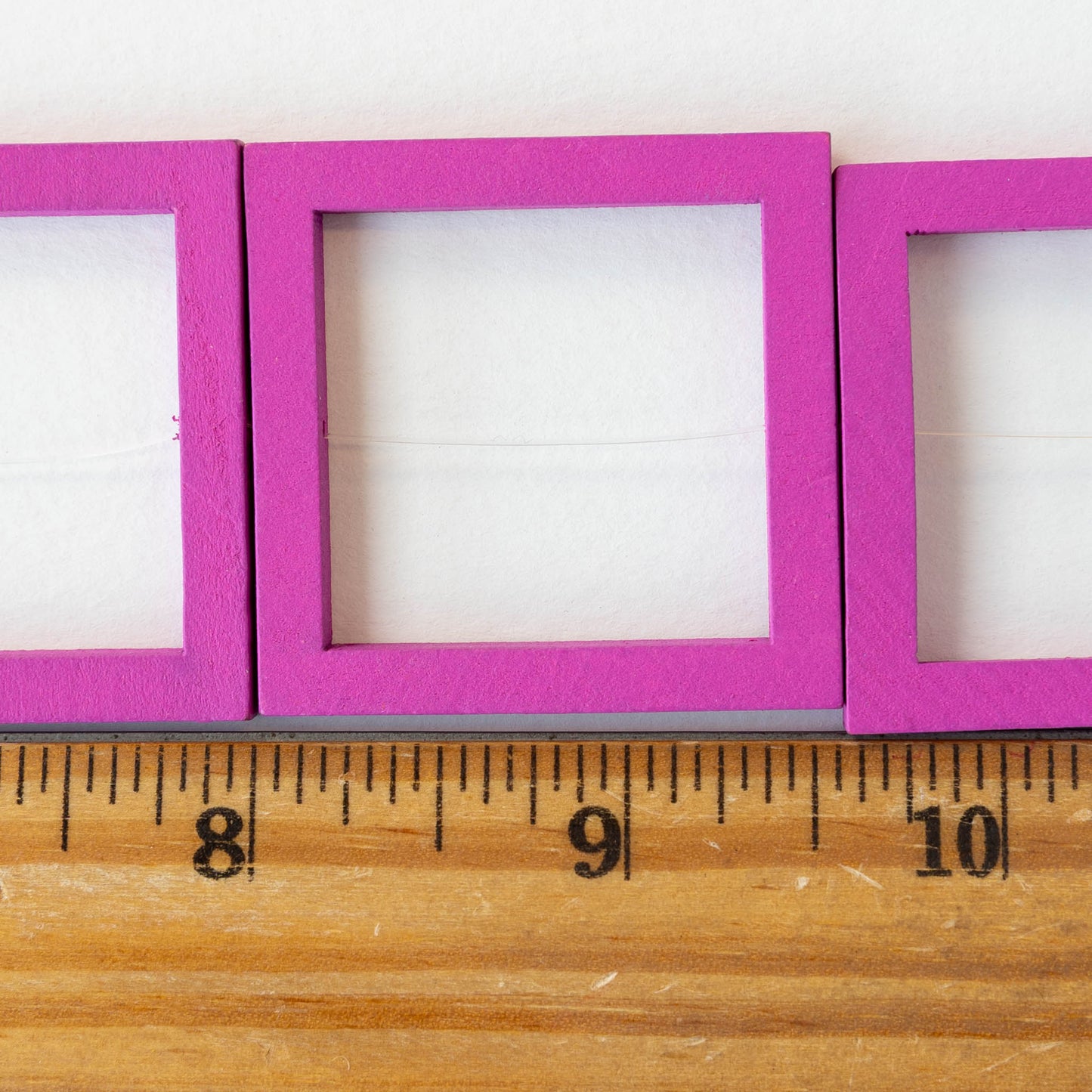 40mm Wooden Square Beads - Pink - 4 squares