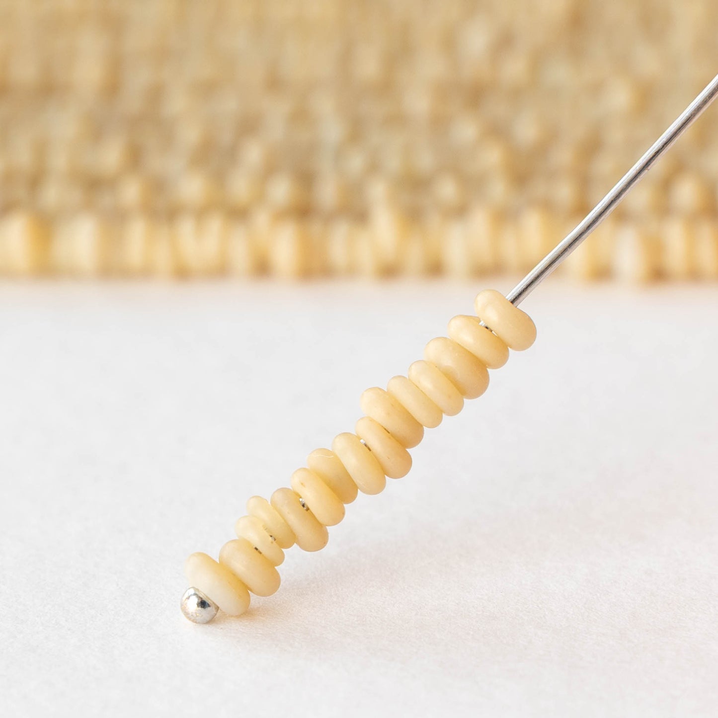 Rustic Indonesian Glass Abon Beads - Opaque Ivory - Whole or Half Strand